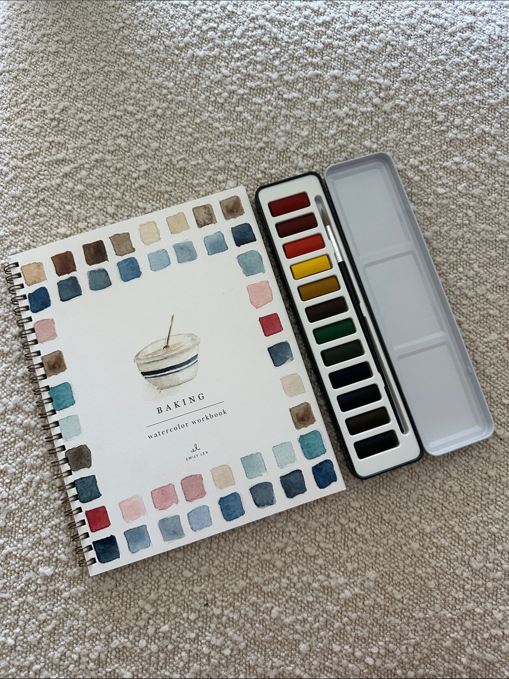 Watercolor Workbook Spiral Notebook in Cream and Blue - Baking Design